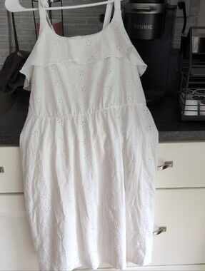 Cat & Jack White Eyelet Ruffle Midi Dress